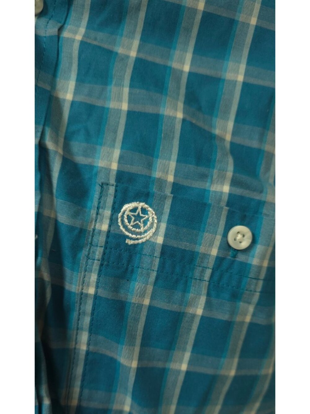 Wrangler George Strait Mens Small Teal Relaxed Fit UPF Performance Button Shirt - Picture 2 of 14